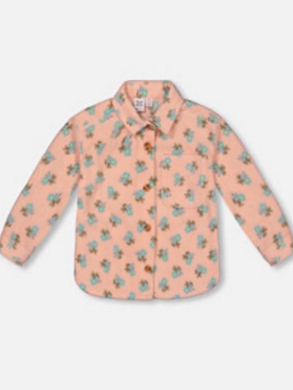 Deux Par Deux Girls Peach Floral Fleece Jacket (size 8)